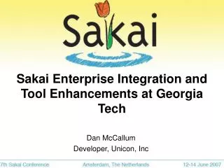Sakai Enterprise Integration and Tool Enhancements at Georgia Tech