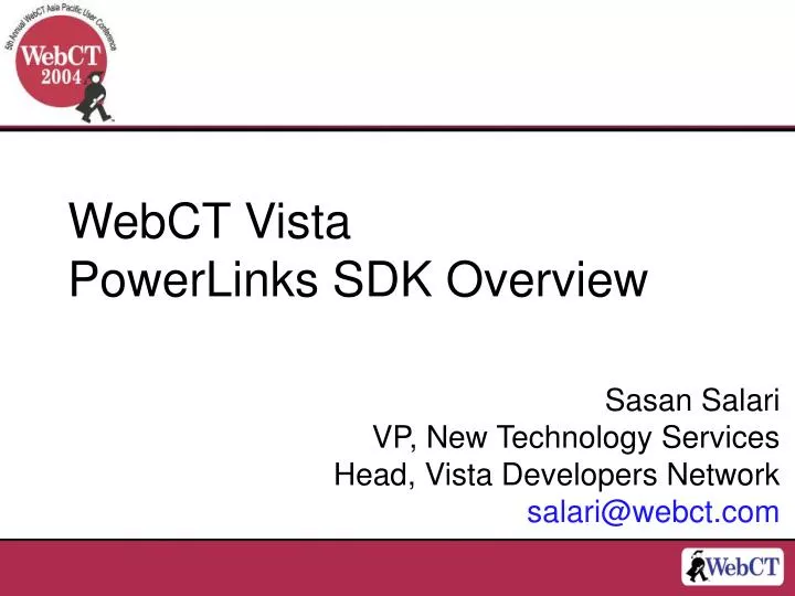 webct vista powerlinks sdk overview