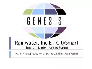 Rainwater, Inc ET CitySmart Smart Irrigation for the Future