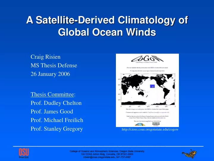 a satellite derived climatology of global ocean winds