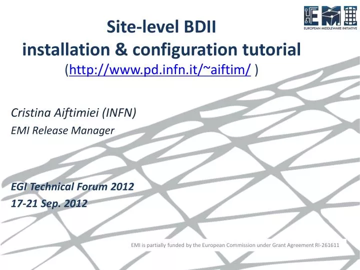 site level bdii installation configuration tutorial http www pd infn it aiftim