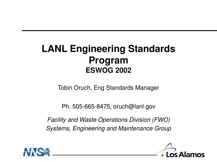 lanl engineering standards program eswog 2002
