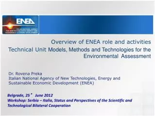 Overview of ENEA role and activities