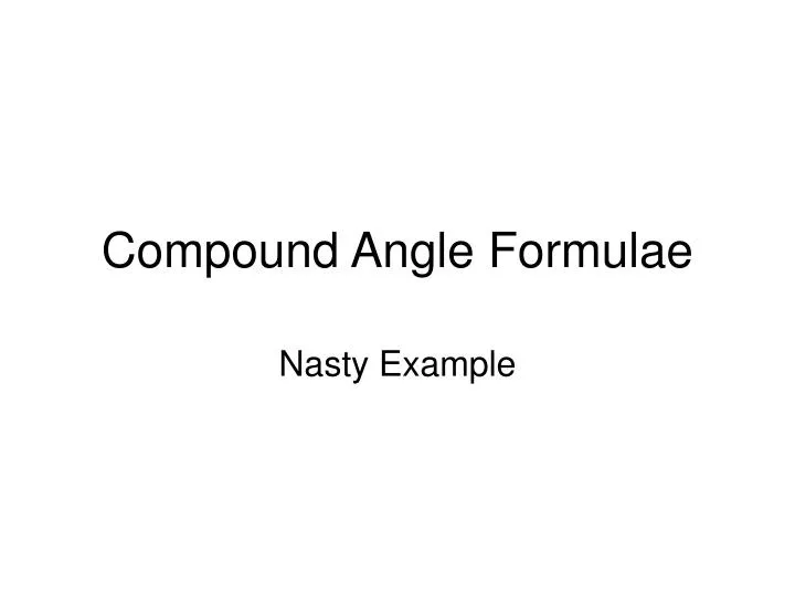 compound angle formulae