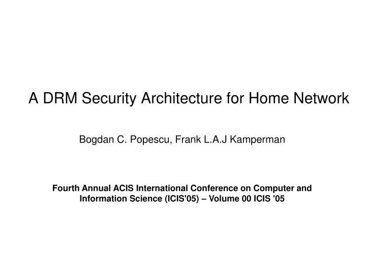 a drm security architecture for home network