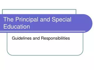 The Principal and Special Education
