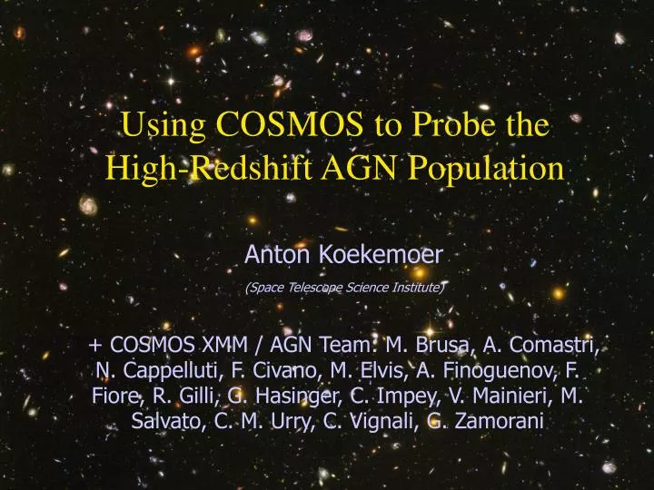 using cosmos to probe the high redshift agn population