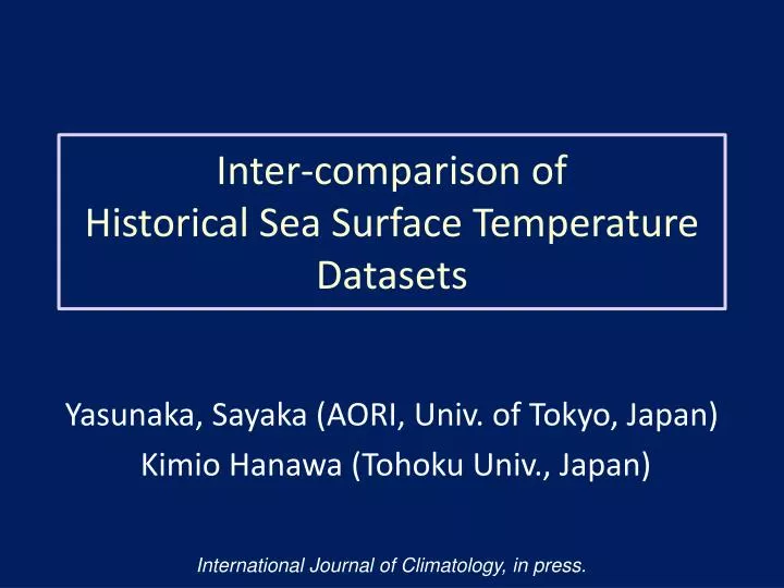 inter comparison of historical sea surface temperature datasets
