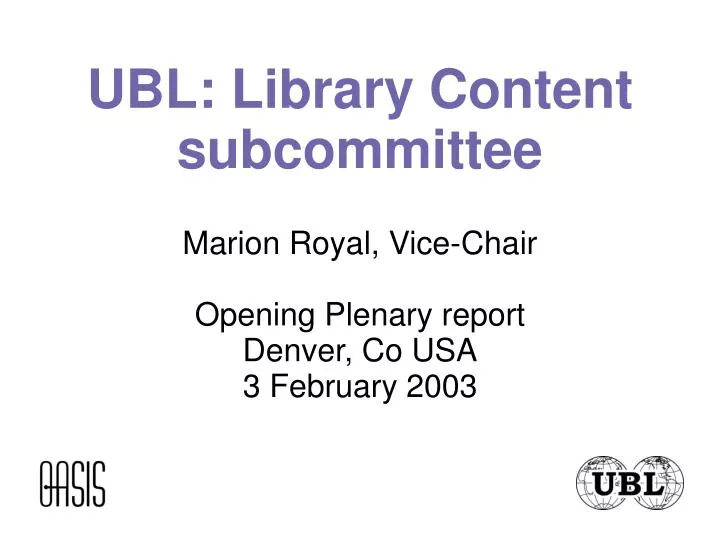 marion royal vice chair opening plenary report denver co usa 3 february 2003