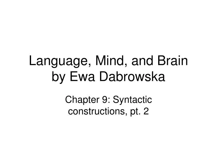 language mind and brain by ewa dabrowska