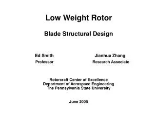Low Weight Rotor Blade Structural Design