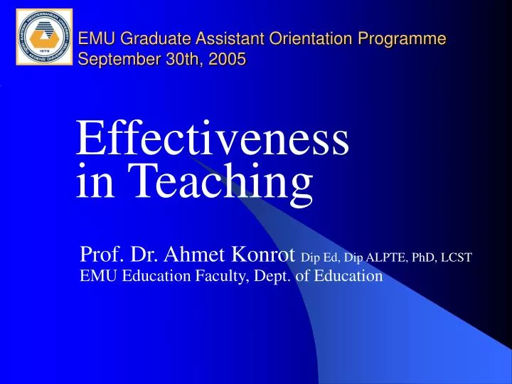 emu graduate assistant orientation programme september 30th 2005