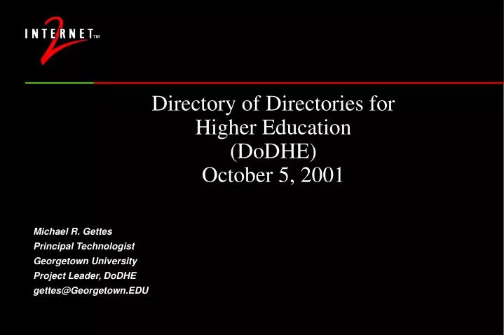 directory of directories for higher education dodhe october 5 2001