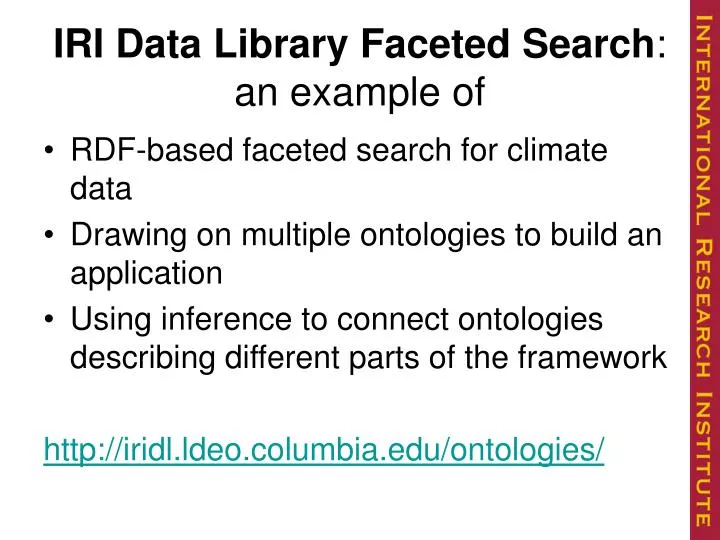 iri data library faceted search an example of