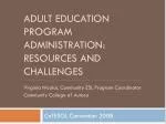 Adult education program administration: Resources and challenges - slide 1
