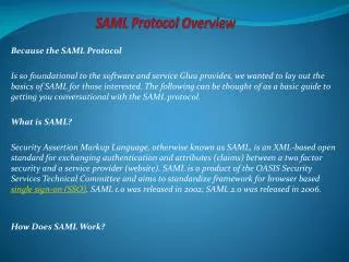 SAML Protocol Overview