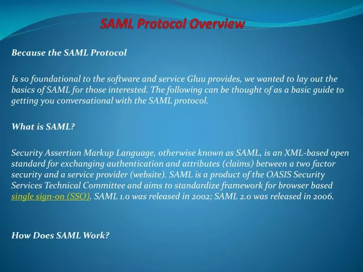 saml protocol overview
