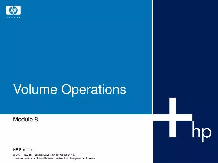 volume operations