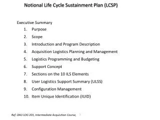 Executive Summary Purpose Scope Introduction and Program Description