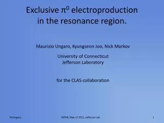 Exclusive ? 0 e lectroproduction in the resonance region.