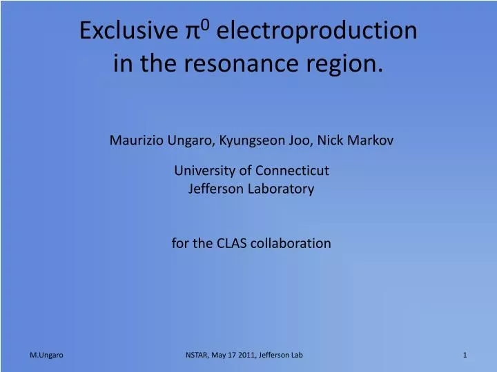 exclusive 0 e lectroproduction in the resonance region