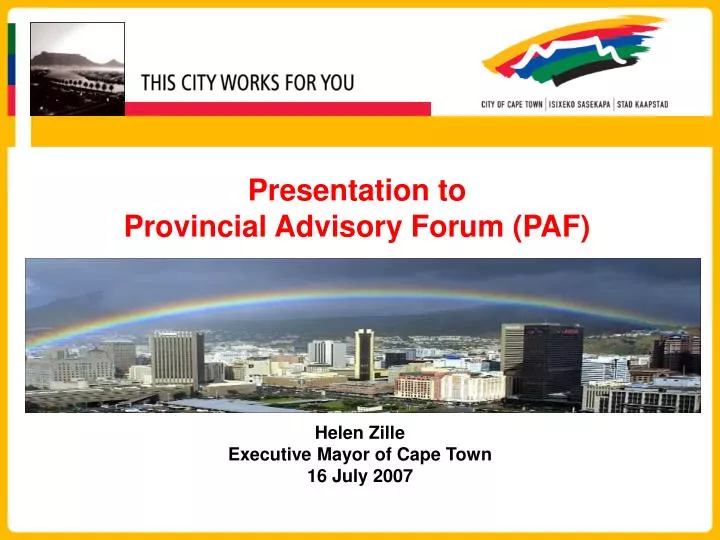 presentation to provincial advisory forum paf