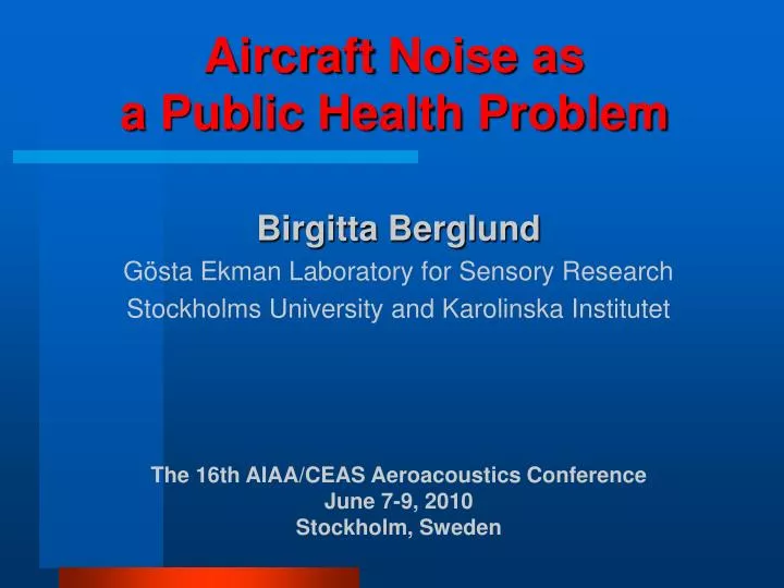 aircraft noise as a public health problem