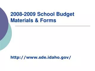 2008-2009 School Budget Materials &amp; Forms