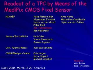 Readout of a TPC by Means of the MediPix CMOS Pixel Sensor