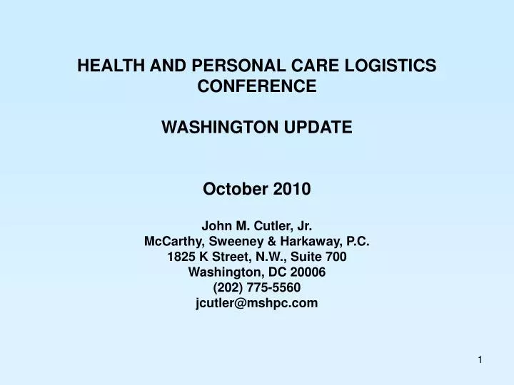 health and personal care logistics conference washington update october 2010