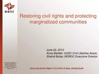 Restoring civil rights and protecting marginalized communities
