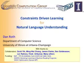 Constraints Driven Learning for Natural Language Understanding