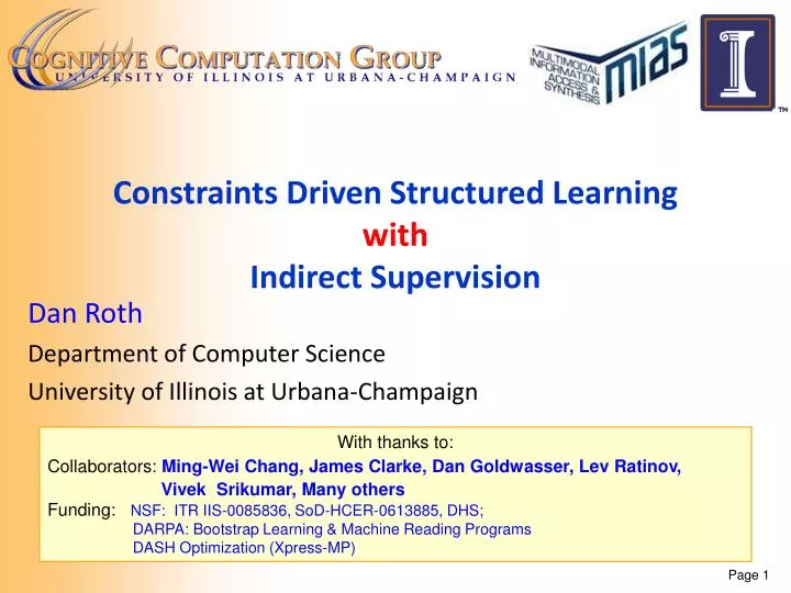 constraints driven structured learning with indirect supervision