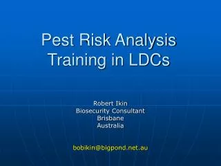 Pest Risk Analysis Training in LDCs