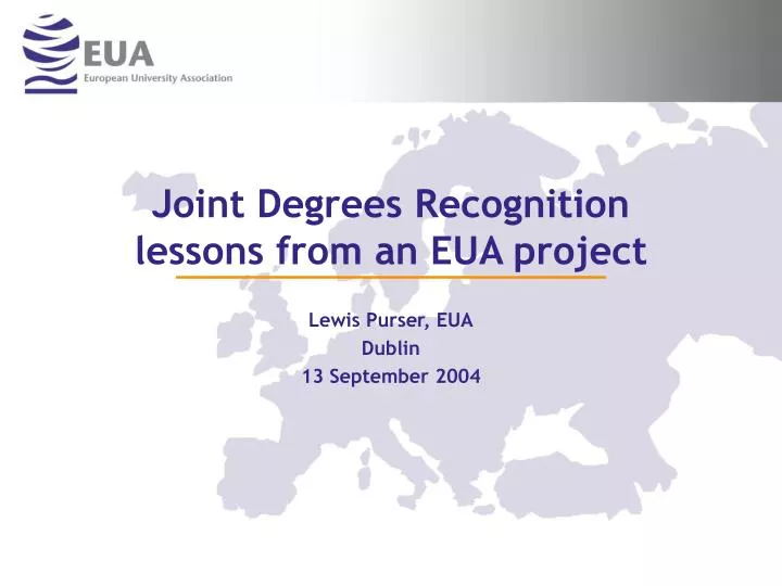 joint degrees recognition lessons from an eua project