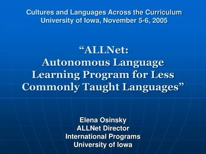 allnet autonomous language learning program for less commonly taught languages