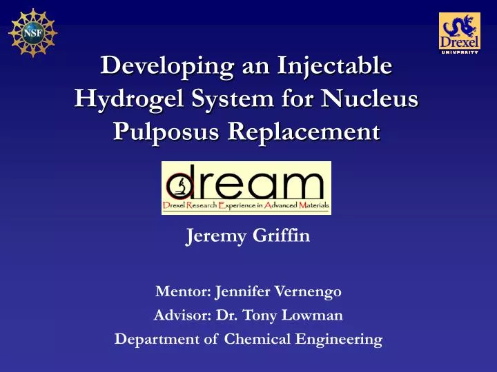 developing an injectable hydrogel system for nucleus pulposus replacement