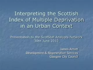 James Arnott Development &amp; Regeneration Services Glasgow City Council