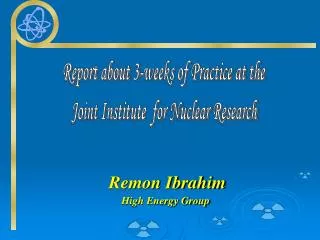 Report about 3-weeks of Practice at the