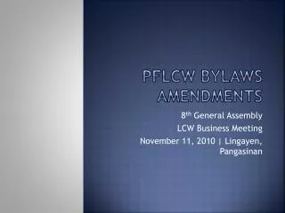 PFLCW Bylaws Amendments
