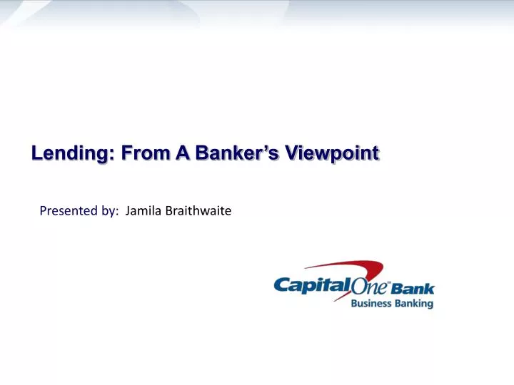 lending from a banker s viewpoint