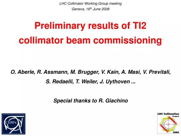 preliminary results of ti2 collimator beam commissioning