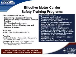 Effective Motor Carrier Safety Training Programs