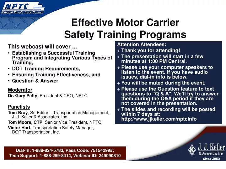 effective motor carrier safety training programs