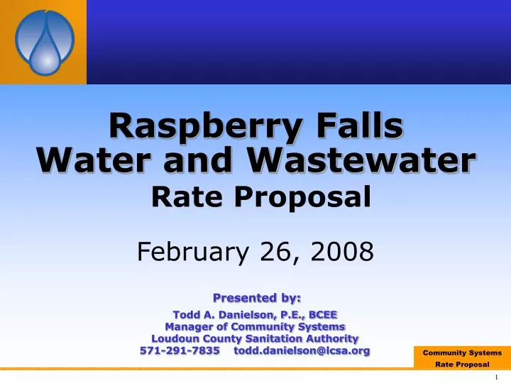 raspberry falls water and wastewater rate proposal february 26 2008