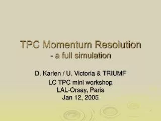 TPC Momentum Resolution - a full simulation