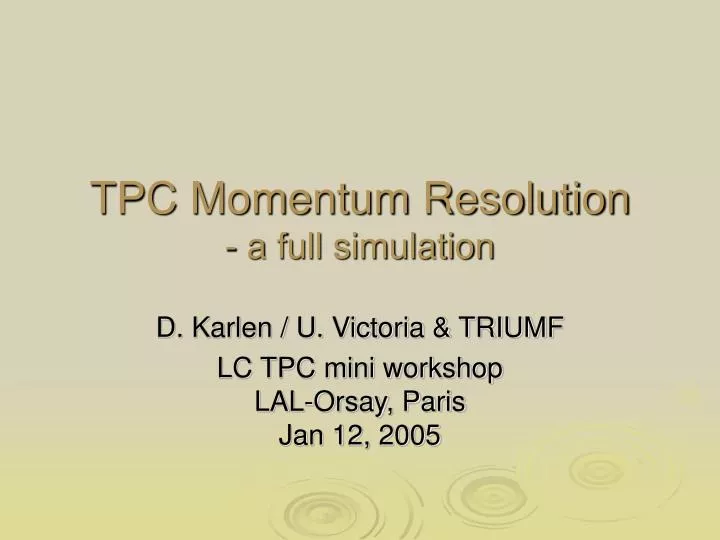 tpc momentum resolution a full simulation