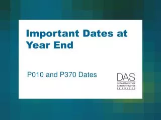 Important Dates at Year End