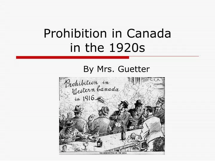 prohibition in canada in the 1920s