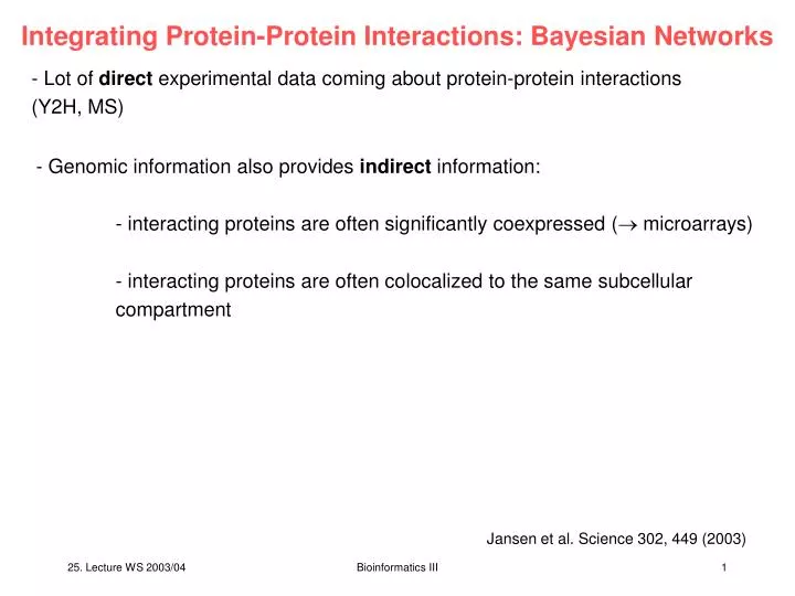 integrating protein protein interactions bayesian networks